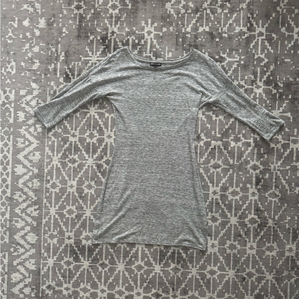 XS Express Heather Gray 3/4 Length Long Sleeve Mini Dress Aline